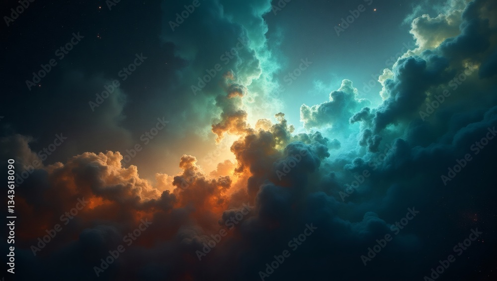 Fototapeta premium a vibrant and dreamy skyscape of clouds with a stunning interplay of light and colors