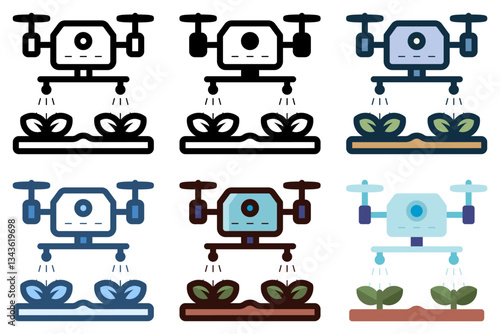 smart farming using drone icon vector illustration