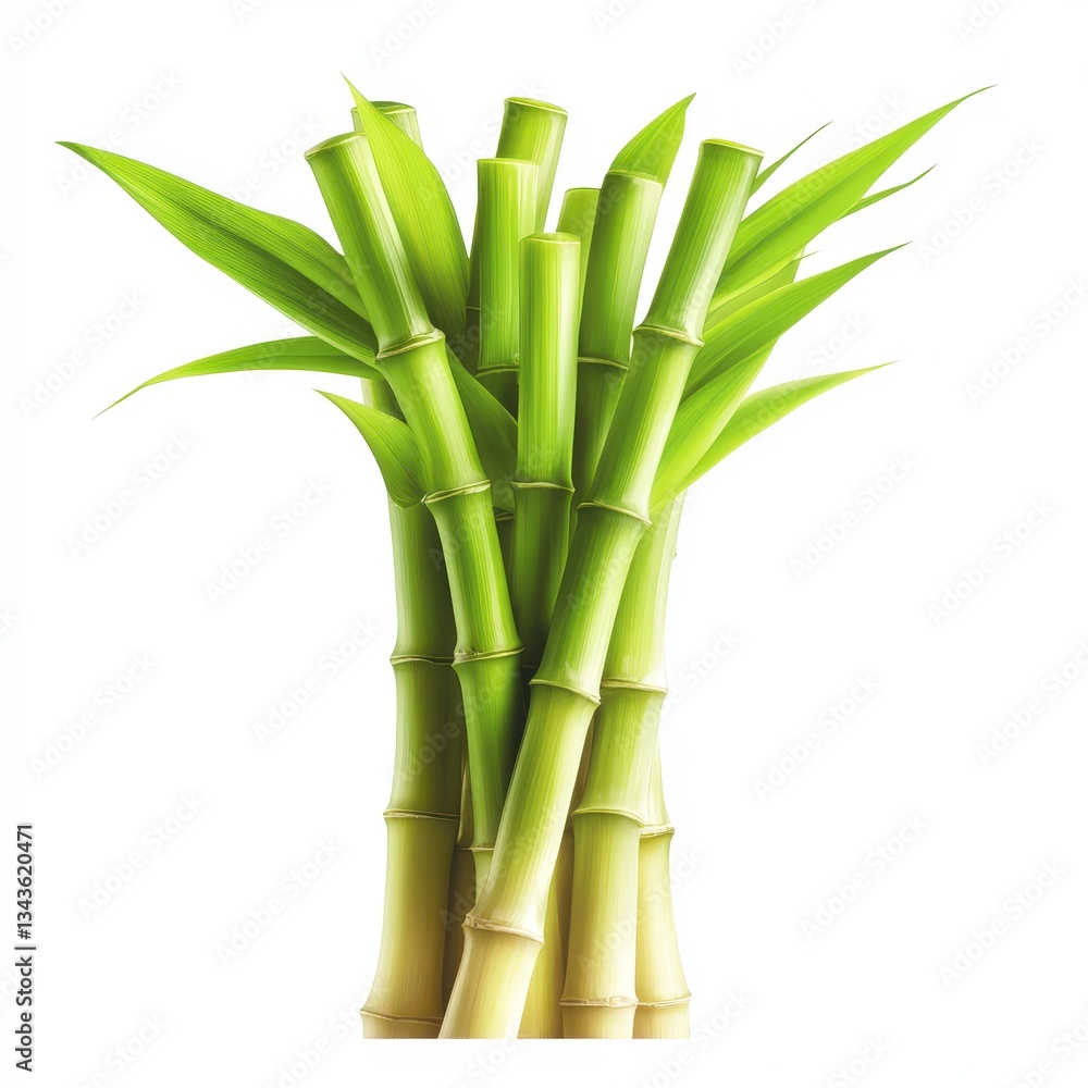 Obraz premium Tropical Bamboo Plants in a Lush Green Forest Landscape: Capture the Tranquility and Vibrance of Nature's Beauty