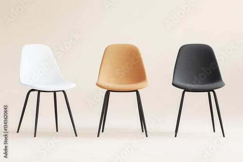 Obraz na płótnie Modern Dining Chairs in Three Colors w salonie