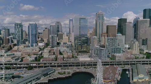 Seattle Waterfront with Alaskan Way Viaduct, Washington, USA, June 5th 2018