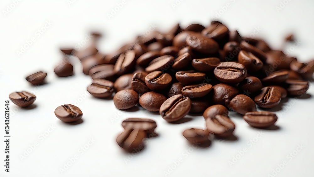 Naklejka premium a pile of roasted coffee beans, ready to be brewed into a delicious beverage