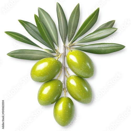 Wallpaper Mural Fresh Organic Green Olive Branch with Leaves - Mediterranean Diet and Gourmet Snack Options Torontodigital.ca