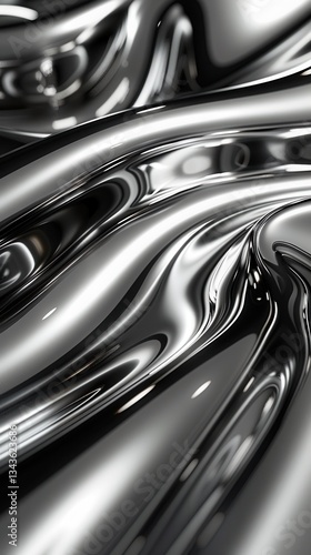Wallpaper Mural A smooth, reflective surface exhibits dynamic curves and waves, creating an abstract, metallic appearance with a glossy finish. Torontodigital.ca