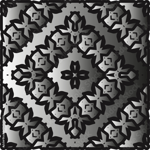 Silver metallic gradient with repeat Pattern . Abstract metallic background.