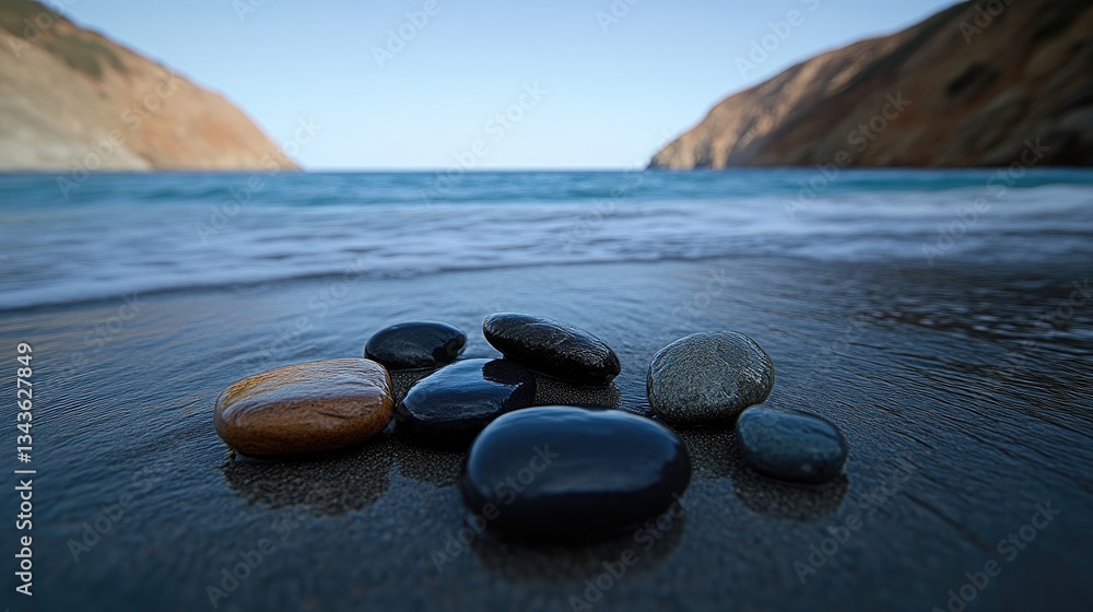 Ocean stones on beach shore