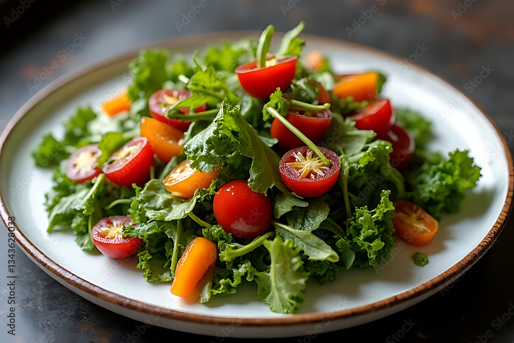Fresh garden salad home kitchen food photography natural lighting close-up healthy eating Fresh garden salad home kitchen food photography natural lighting close-up healthy eating