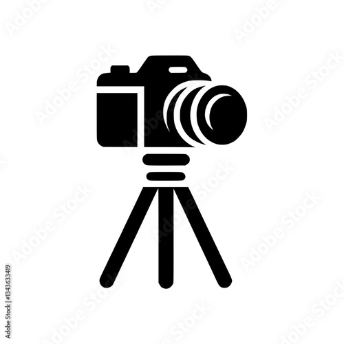 Silhouette icon of a camera on a tripod