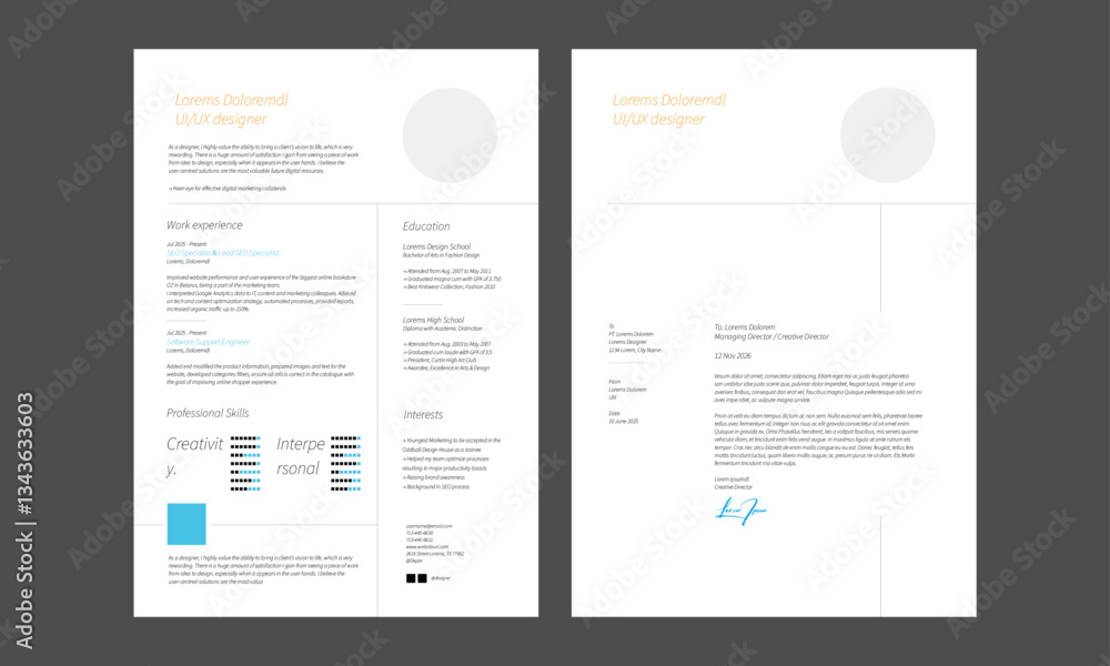 Obraz premium Modern Business Resume CV Template