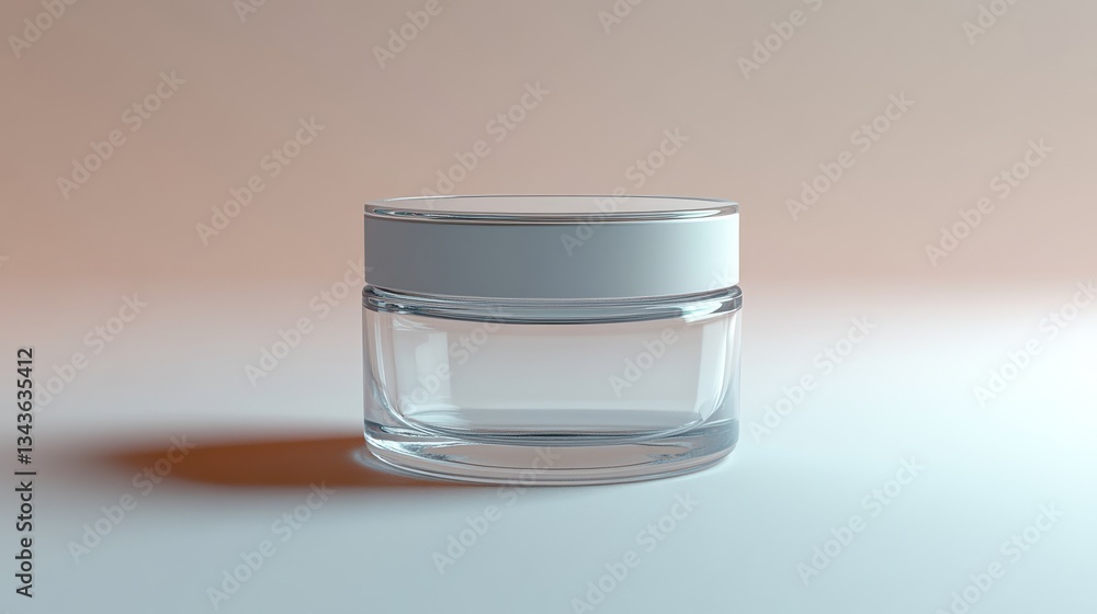 Empty Glass Cream Jar on Light Background Empty Glass Cream Jar on Light Background