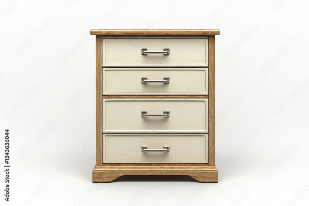 Modern wooden nightstand with four drawers designed for bedroom storage needs Modern wooden nightstand with four drawers designed for bedroom storage needs