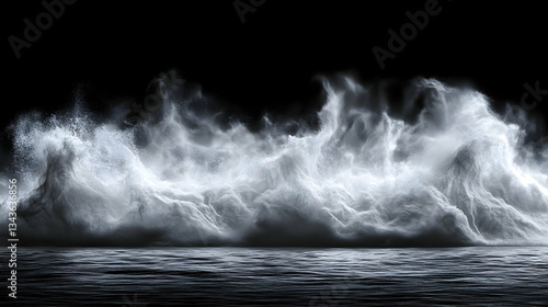 Abstract waves of light on dark background