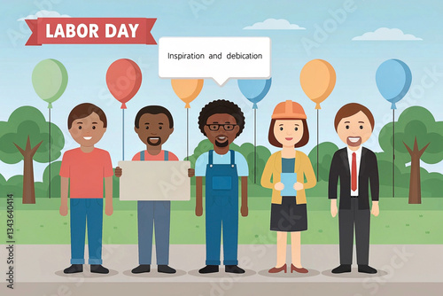 Diverse group celebrating Labor Day