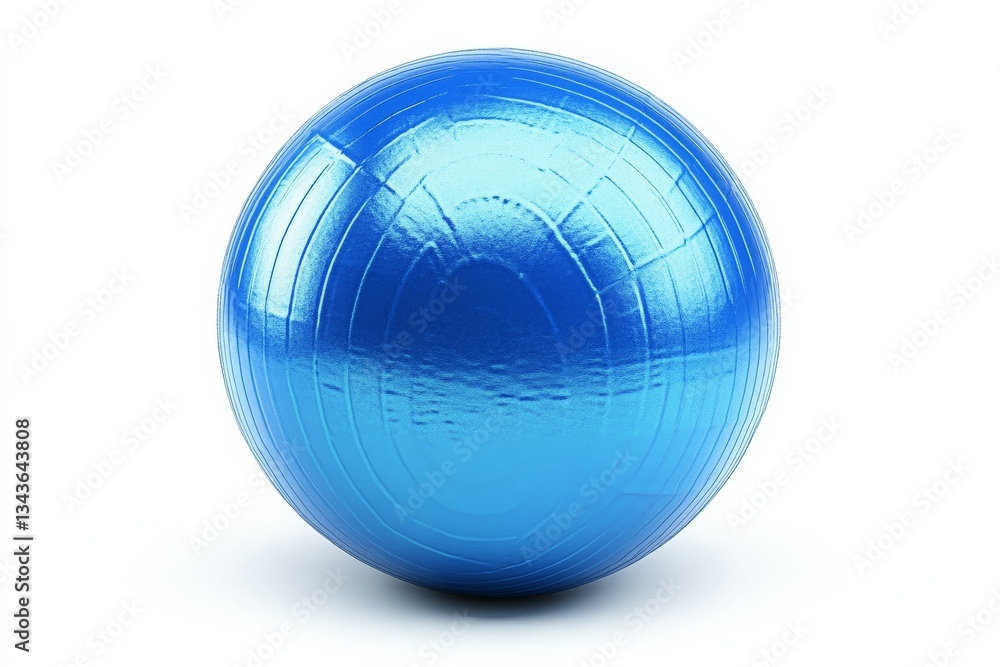 Bright blue exercise ball on white background, perfect for workouts and fitness routines at home or in a gym environment Bright blue exercise ball on white background, perfect for workouts and fitness routines at home or in a gym environment