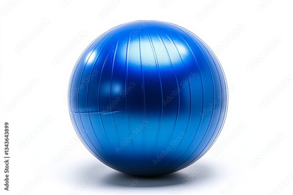 Bright blue exercise ball used for fitness activities and workouts in home gym settings or studios during daytime hours Bright blue exercise ball used for fitness activities and workouts in home gym settings or studios during daytime hours