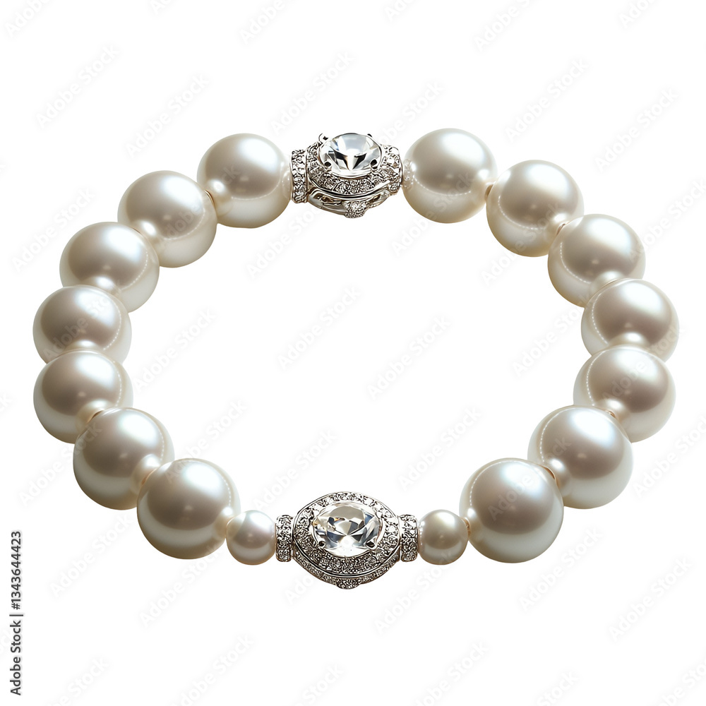 Fototapeta premium Elegant Pearl Bracelet with Crystal Clasps Luxury Jewelry Accessory