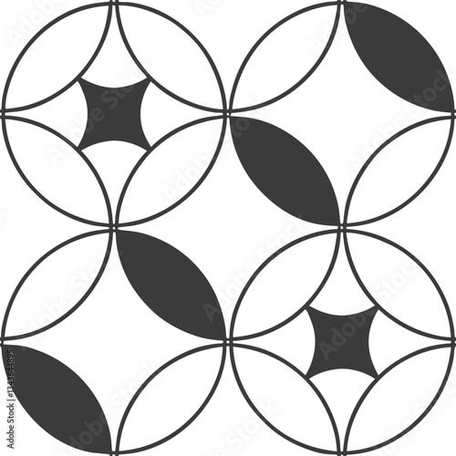 Seamless Geometric and Optical Illusion Patterns in Black and White