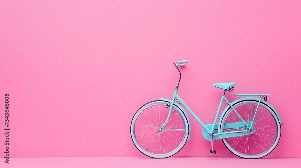 blue bicycle on pink background. pastel minimal blue bicycle on pink background. pastel minimal
