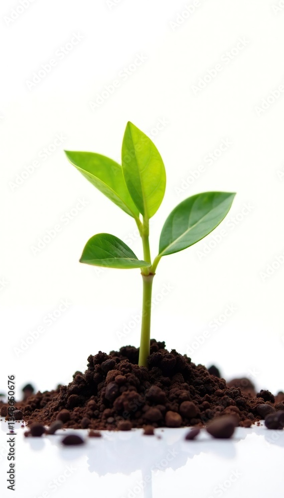 White background with isolated single seedling plant, garden, growth, sprout White background with isolated single seedling plant, garden, growth, sprout