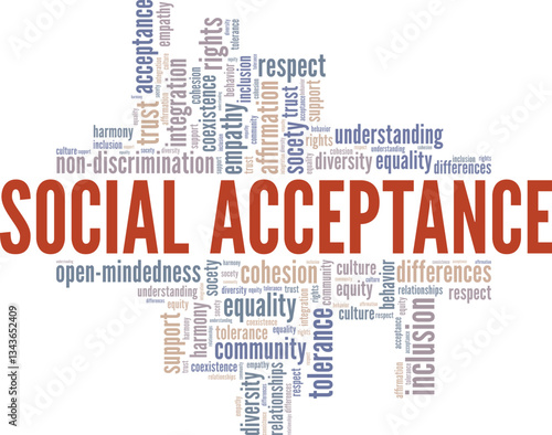 Social Acceptance word cloud conceptual design isolated on white background.