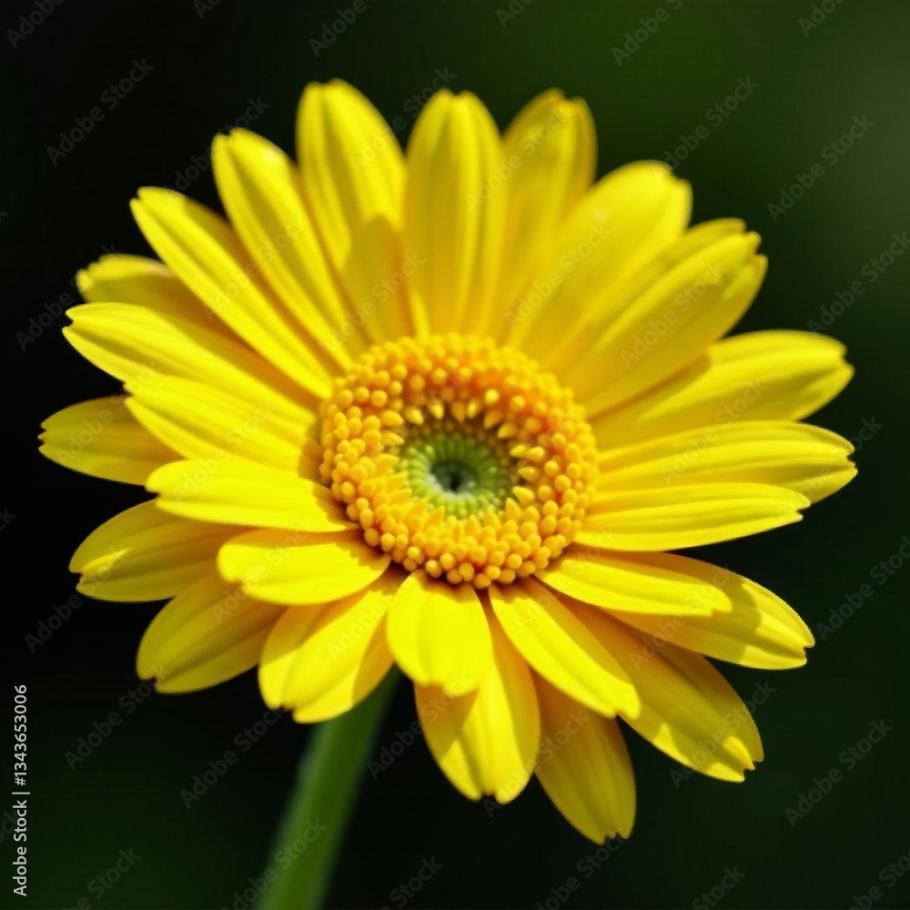 Macro shot of bright yellow gerbera daisy with dew drops on its petals, petals, yellow, daisy Macro shot of bright yellow gerbera daisy with dew drops on its petals, petals, yellow, daisy
