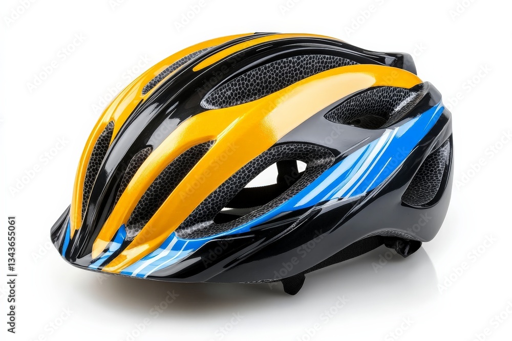 Stylish black and yellow bicycle helmet designed for safety during cycling activities on urban roads or trails Stylish black and yellow bicycle helmet designed for safety during cycling activities on urban roads or trails