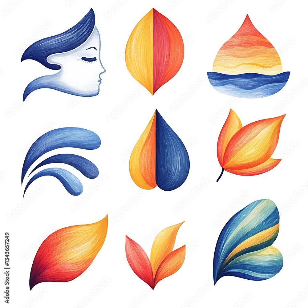 Abstract Nature Icons Set. Abstract Nature Icons Set.