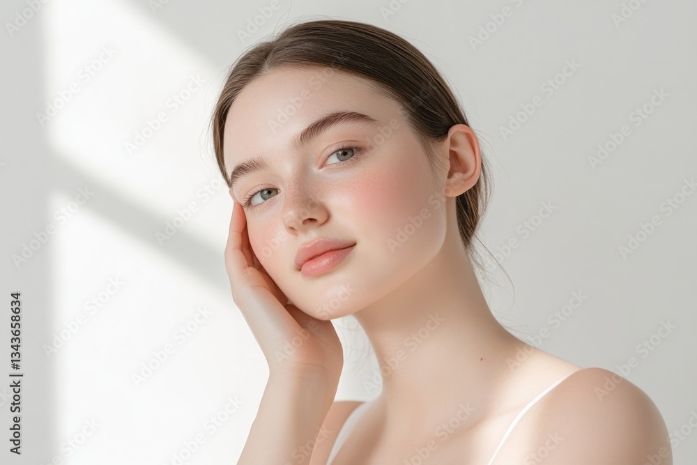 Portrait of a woman with fair skin in soft light