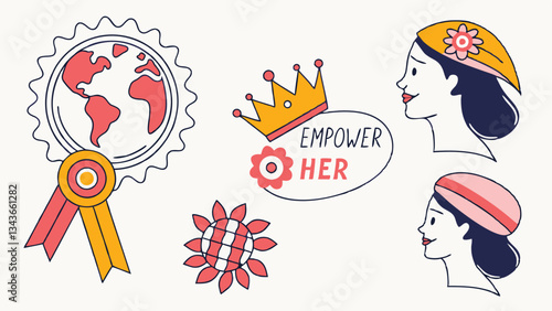 flat stickers collection for international women
