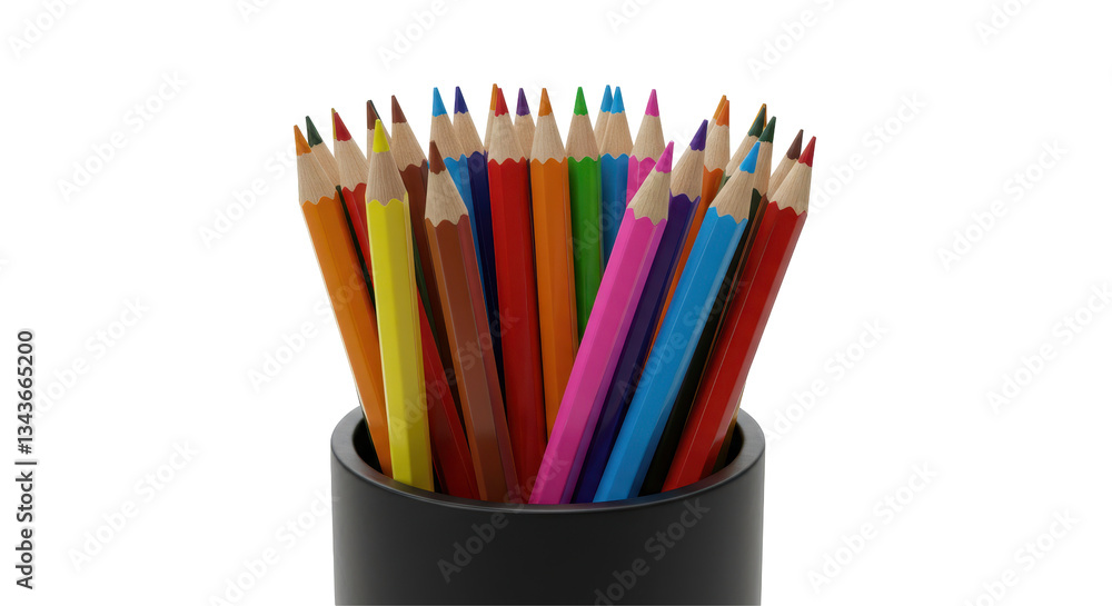 Isolated Bright Colored Pencils in a Cup Isolated Bright Colored Pencils in a Cup