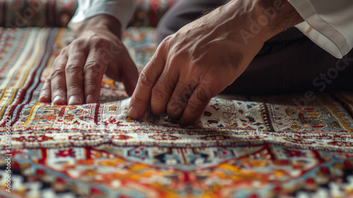 Intricate textile craftsmanship with skilled hands