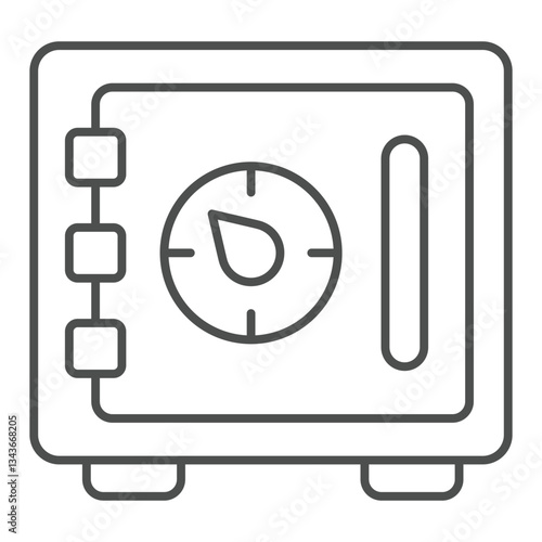 Safe with digit wheel lock thin line icon, bank money account concept. Vector graphics. Deposit box safekeeping sign on white background, outline style icon for mobile or web design.