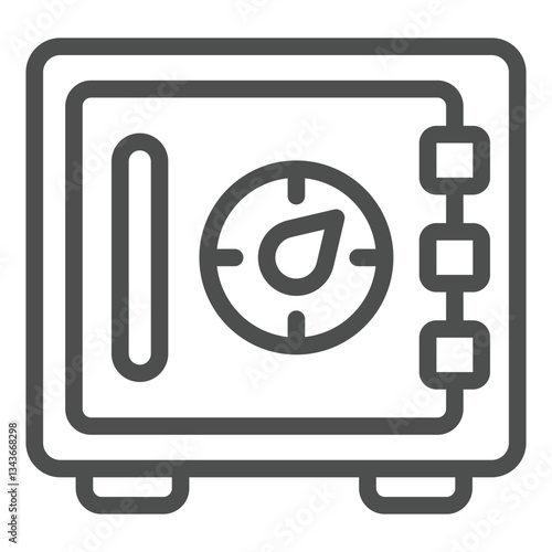 Safe with digit wheel lock line icon, bank money account concept. Vector graphics. Deposit box safekeeping sign on white background, outline style icon for mobile or web design.