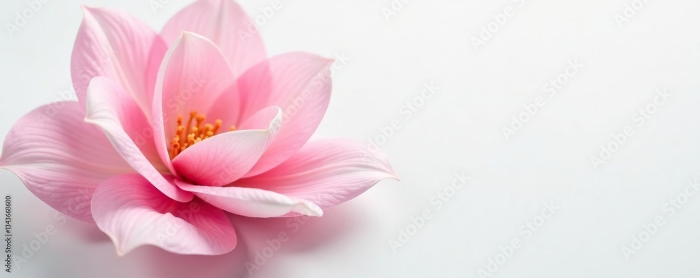 Delicate flower petals unfolding on a pure white background, delicate, white, purity Delicate flower petals unfolding on a pure white background, delicate, white, purity