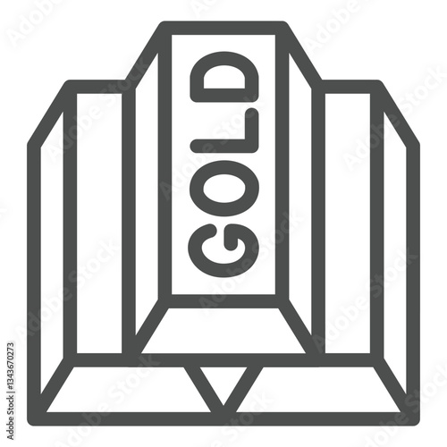 Gold bars line icon, bank account concept. Vector graphics. Jewelry valuable metal sign on white background, outline style icon for mobile or web design.
