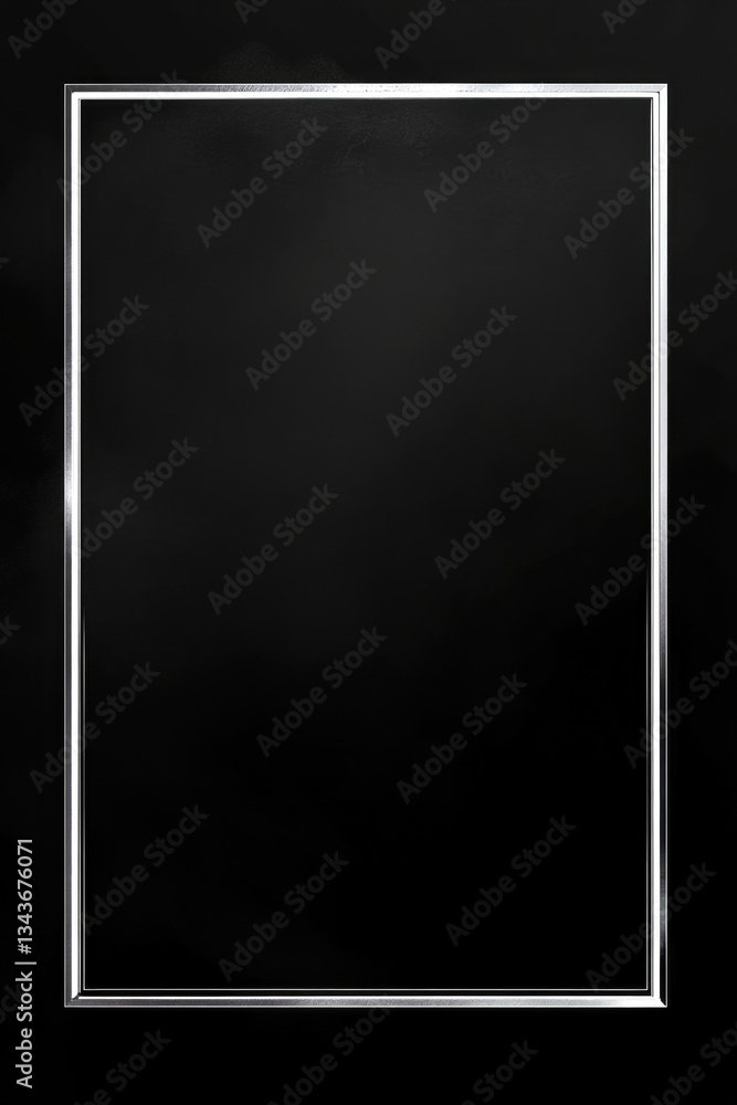 Elegant minimalist silver metal frame on black background Elegant minimalist silver metal frame on black background