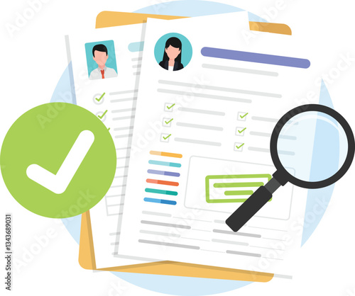 CV paper with correct icon and magnifying glass.