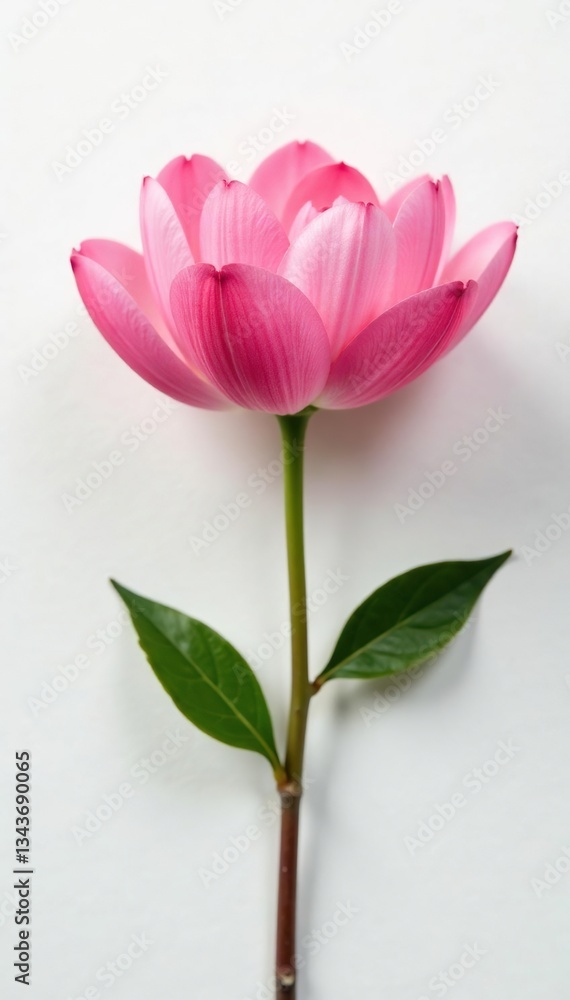 Naklejka premium Delicate flower petals unfolding on a clean white surface, floral, white background, isolated