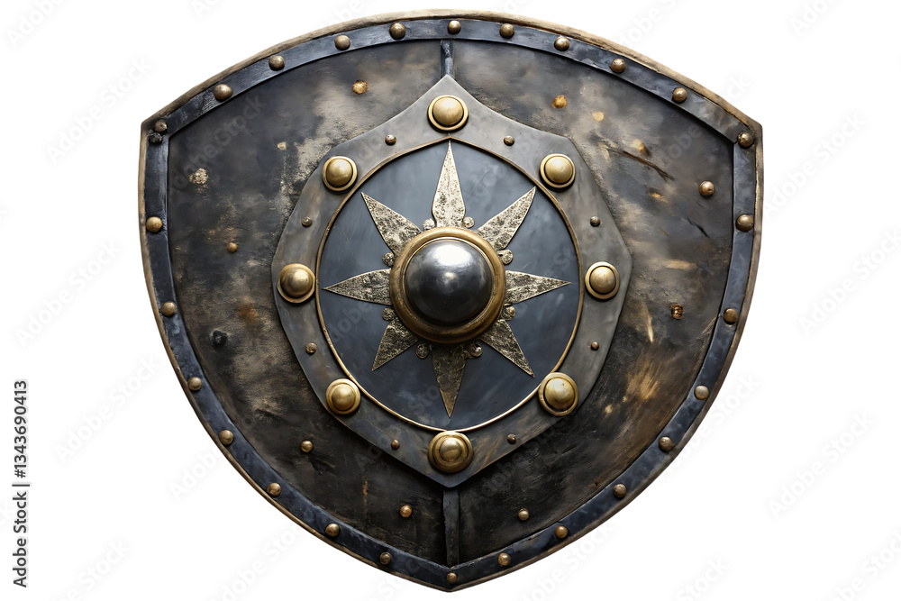 Naklejka premium Ancient Black Medieval Shield on transparent background