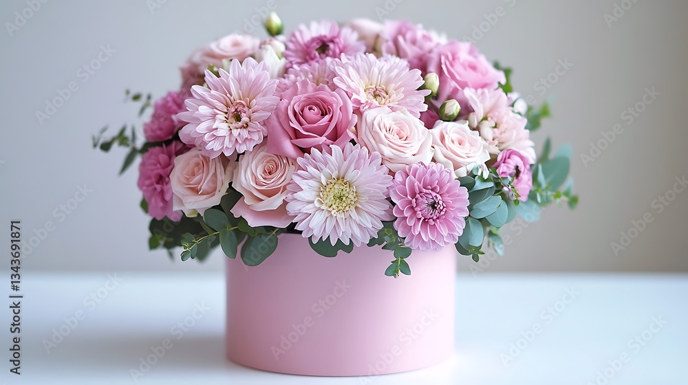 Fototapeta premium Beautiful bouquet of rose and chrysanthemums flower