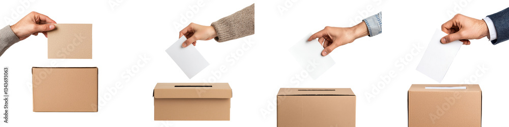 Hands placing transporting and retrieving cardboard boxes representing delivery shipping and storage services Hands placing transporting and retrieving cardboard boxes representing delivery shipping and storage services