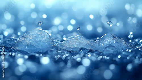 Wallpaper Mural Frozen water droplets, vibrant blue Torontodigital.ca