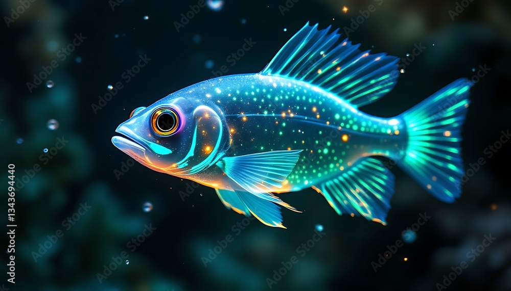 Luminous Aquatic Wonder: A Glowing Fish in the Deep Luminous Aquatic Wonder: A Glowing Fish in the Deep