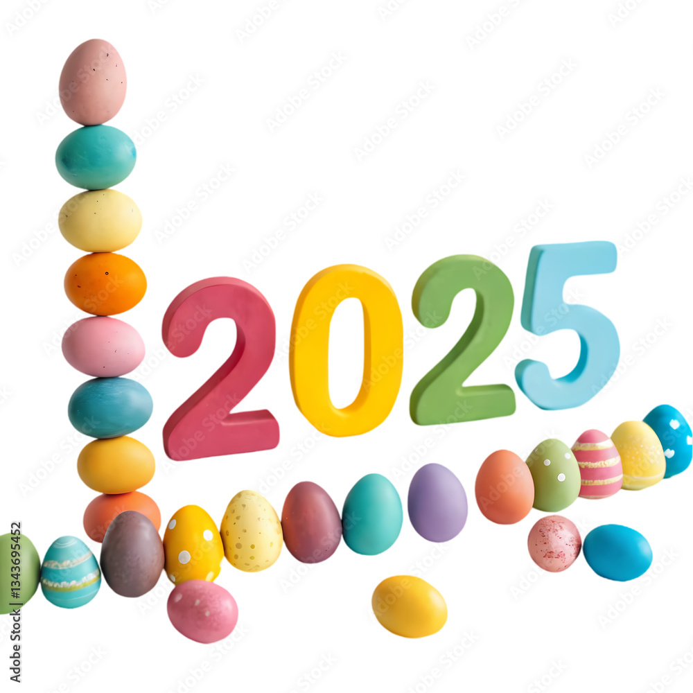 Naklejka premium 2025 Easter Eggs: Happy New Year Background