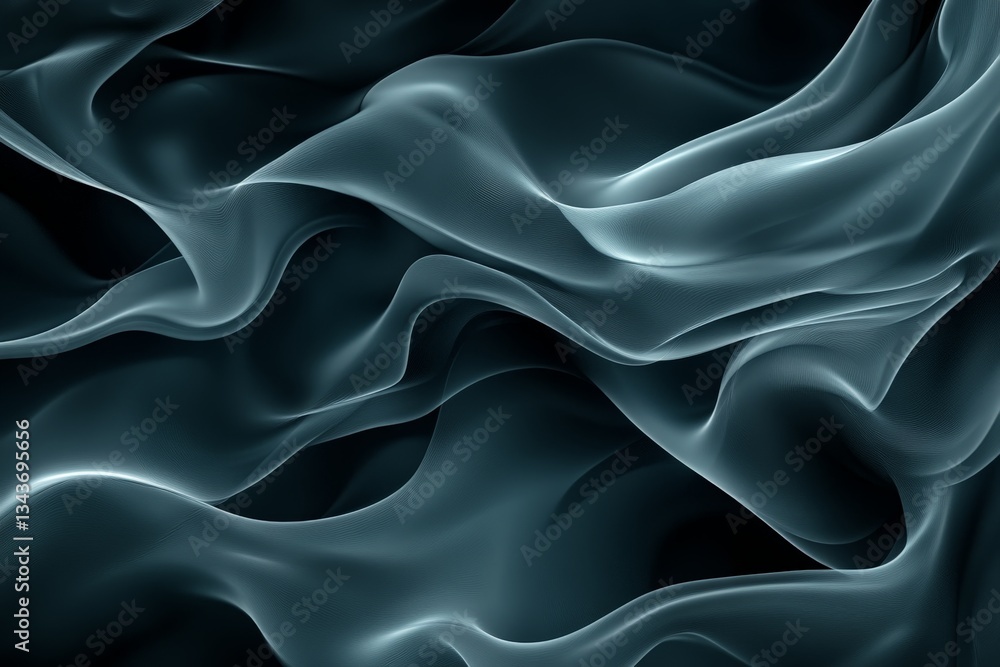 Obraz premium Gentle ripples of translucent fabric flowing gracefully under soft lighting in a serene atmosphere