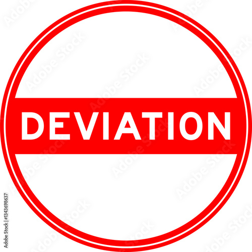 Red color round seal sticker in word deviation on white background