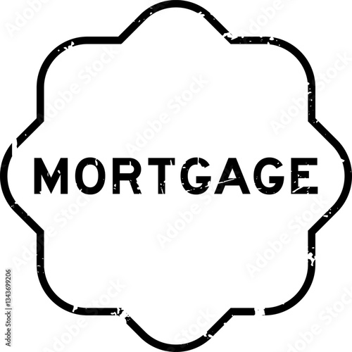 Grunge black mortgage word square rubber seal stamp on white background