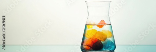 Exploring liquid densities in a beaker filled with vibrant colored substances