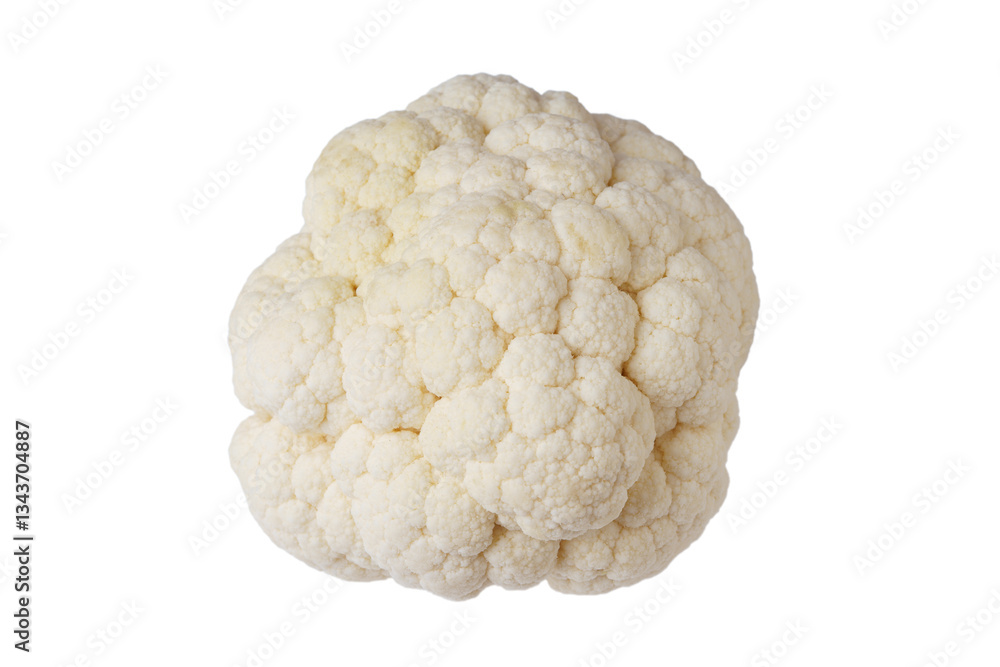 Whole head of organinc fresh raw cauliflower close up, macro isolated on white, transparent background. Food ingredient, healty eating, agriculture, uncooked vegetable. Whole head of organinc fresh raw cauliflower close up, macro isolated on white, transparent background. Food ingredient, healty eating, agriculture, uncooked vegetable.