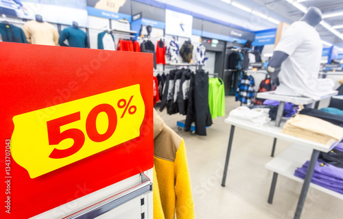 Discounts in the shopping center, 50 percent discount